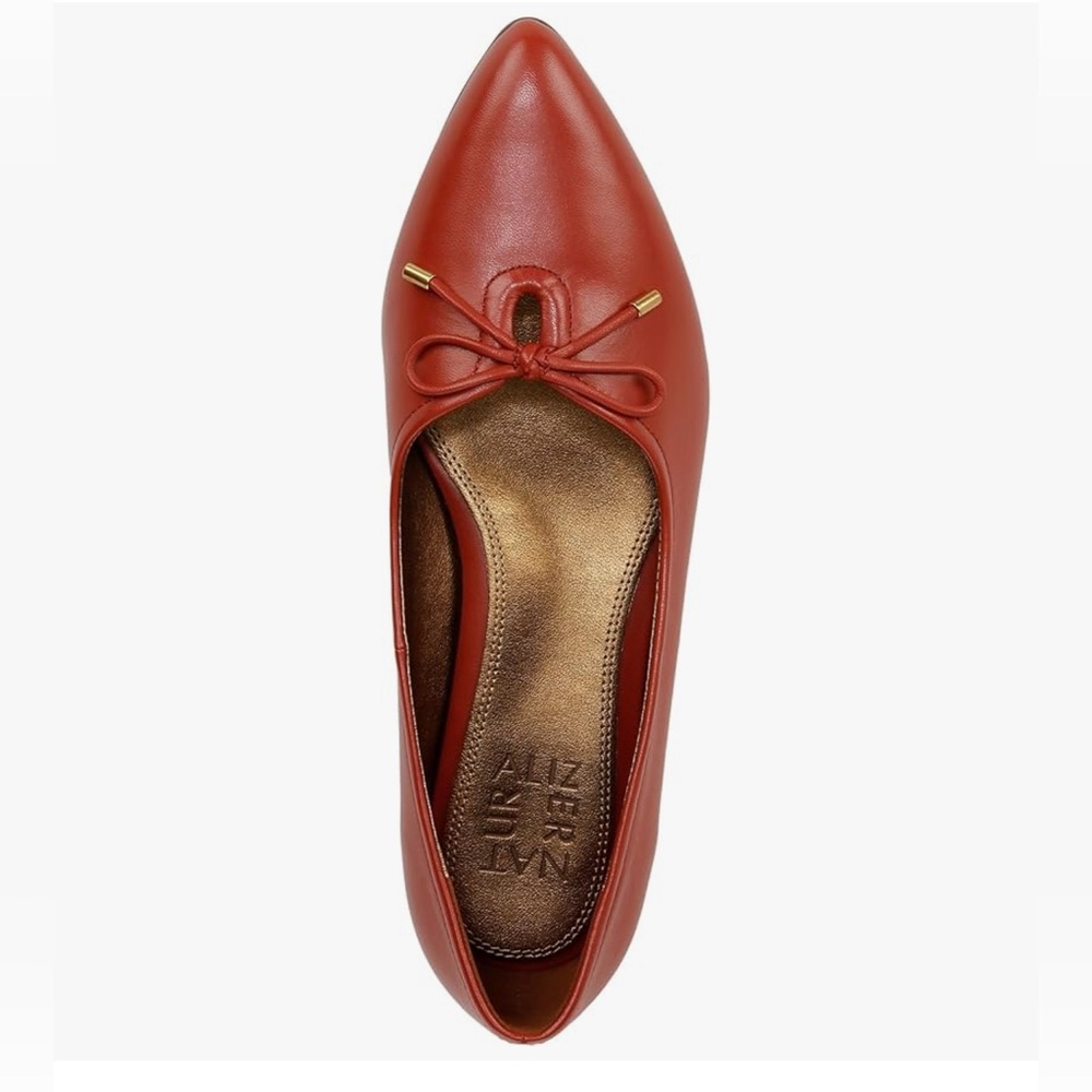 🆕 Naturalizer Red Leather Pointed Ballet Flats - 8